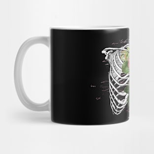 Skull and Pink Floral Roses Mug